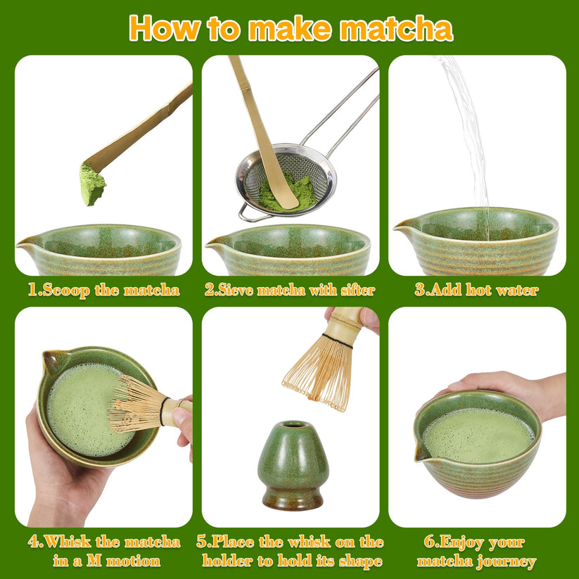 Bol en céramique verte pour matcha